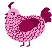 A pink and maroon chicken with a lace pattern