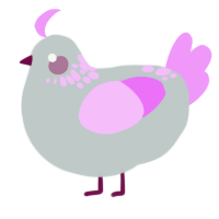 A silver and lavender chicken with a neck-speckle pattern