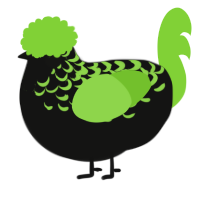 A black and grass chicken with a half-lace pattern