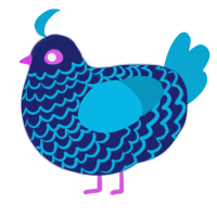 A navy and cerulean chicken with a lace pattern