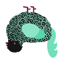 A black and mint chicken with a double-lace pattern