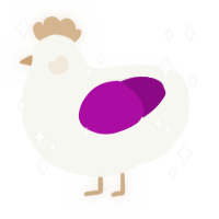A white and plum chicken