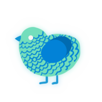 A mint and sapphire chicken with a lace pattern