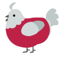 Cranberry, a crimson and silver chicken with a head pattern