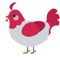 A mist and crimson chicken with a head pattern
