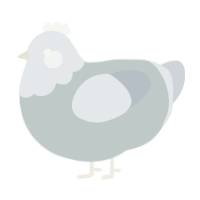 A silver and mist chicken with a head pattern