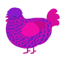 A violet and fuchsia chicken with a lace pattern