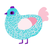 Whirlpool, a aqua and rose chicken with a double-lace pattern