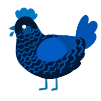 A tumblr and ultramarine chicken with a lace pattern