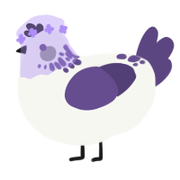 A white and overcast chicken with a neck-speckle pattern