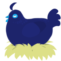 A navy chicken with a neck-speckle pattern