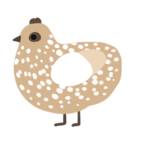 A beige and cream chicken with a speckle pattern