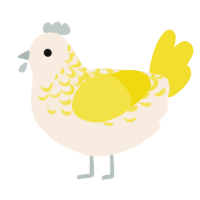 A cream and yellow chicken with a half-lace pattern