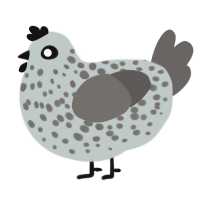A silver and grey chicken with a speckle pattern