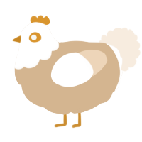 A beige and cream chicken with a head pattern