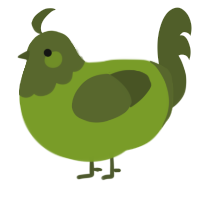 A chartreuse and olive chicken with a head pattern