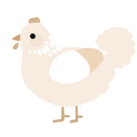 A cream chicken with a neck-speckle pattern