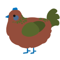 A russet and olive chicken with a neck-speckle pattern