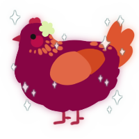 A maroon and vermilion chicken with a neck-speckle pattern