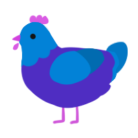 A indigo and sapphire chicken with a head pattern