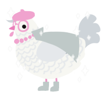 A white and mist chicken with a lace pattern