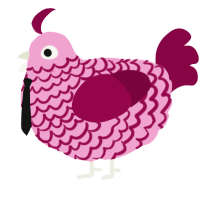 A pink and maroon chicken with a lace pattern