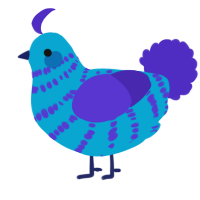 A cerulean and indigo chicken with a bar pattern