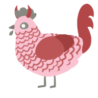 A rose and red chicken with a lace pattern
