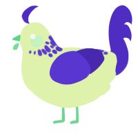 A apple and indigo chicken with a neck-speckle pattern