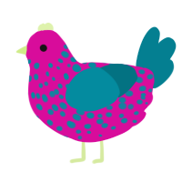 A fuchsia and sea chicken with a speckle pattern