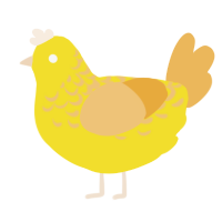 lemonhead, a yellow and honey chicken with a half-lace pattern