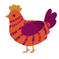 A vermilion and wine chicken with a bar pattern