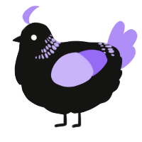 A black and lilac chicken with a neck-band pattern
