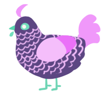 A overcast and lavender chicken with a lace pattern
