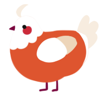 A vermilion and cream chicken with a head pattern