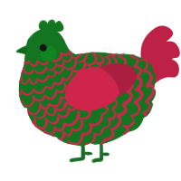 A leaf and crimson chicken with a lace pattern