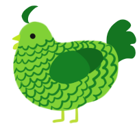 A grass and leaf chicken with a lace pattern