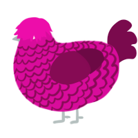 A fuchsia and wine chicken with a lace pattern