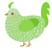 A gluppy and grass chicken with a lace pattern
