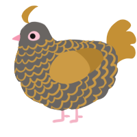 A grey and gold chicken with a lace pattern