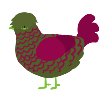 A olive and maroon chicken with a lace pattern