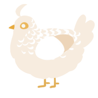 A cream chicken with a half-lace pattern