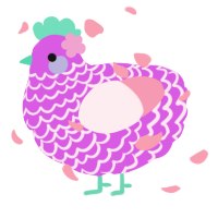 A orchid and rose chicken with a lace pattern