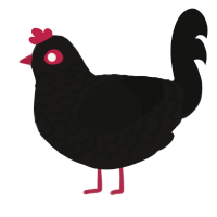 A sable and black chicken with a lace pattern