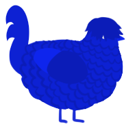 A yellow chicken with a lace pattern