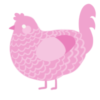 A pink chicken with a lace pattern