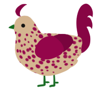 A beige and maroon chicken with a speckle pattern