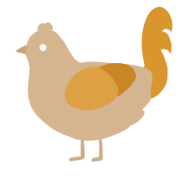 A beige and orange chicken