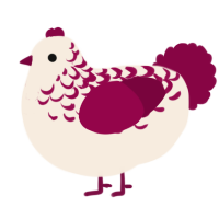 A cream and maroon chicken with a half-lace pattern