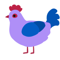 Sugar Plum, a lilac and ultramarine chicken